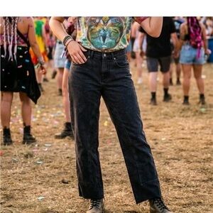 Free People We the Free Risk Taker High Rise Straight Jeans Black.  Size 26 NWT